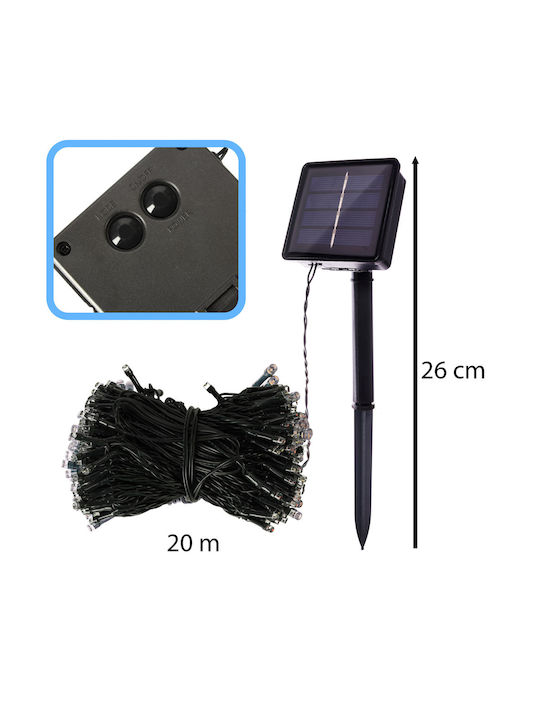 200 Lights LED 20m. Multicolor Solar in String 1pcs