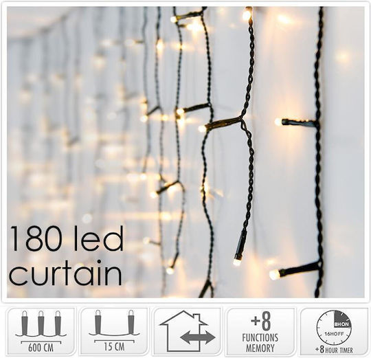 180 Λαμπάκια LED 6μ. x 52εκ. Θερμό Λευκό τύπου Κουρτίνα