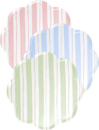 Meri Meri Γλυκού Ticking Stripe Πιάτο για Party 8τμχ