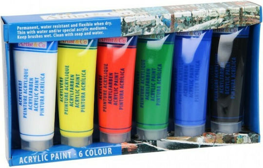 Artist & Co Artico Acrylic Paints Acrylic Paint Set in Multicolour color 75ml 6pcs