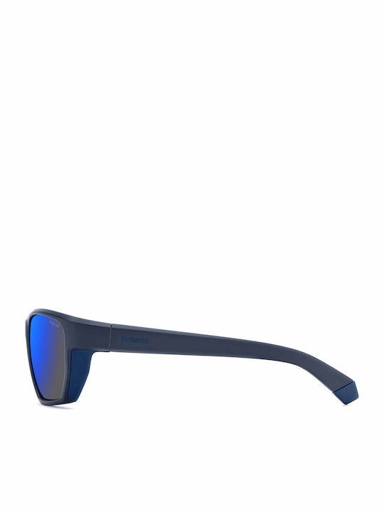 Polaroid Herren Sonnenbrille mit Blau Kunststoff Gestell und Blau Spiegel Linse pld7057/s FLL/5X