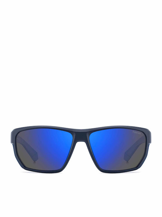 Polaroid Herren Sonnenbrille mit Blau Kunststoff Gestell und Blau Spiegel Linse pld7057/s FLL/5X
