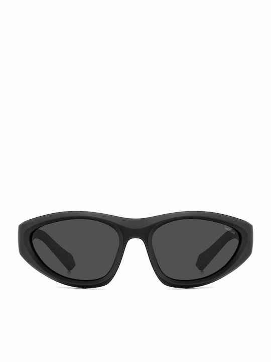 Polaroid Unisex Sunglasses with Black Horn-Rimmed Frame and Grey Lens pld2165/s 003/M9