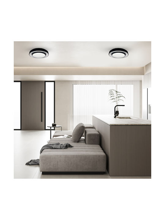 Eko Light Πλαφονιέρα Οροφής 38εκ. Μαύρη με Ενσωματωμένο LED