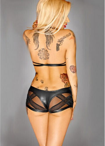 Noir Handmade Body Wetlook Cu Deschidere Cu Fermoar Body-uri Negre