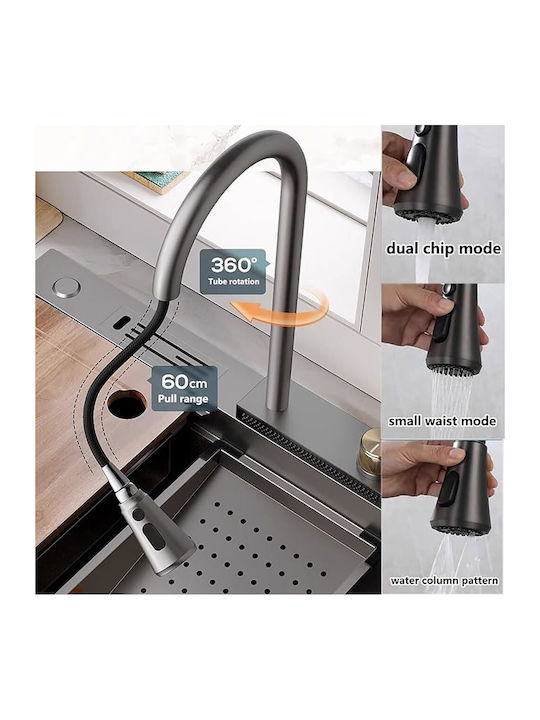 Επικαθήμενος Νεροχύτης Inox Μ60xΠ45cm Μαύρος