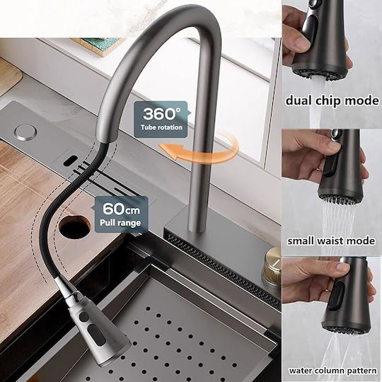 6910999 Επικαθήμενος Inox Μ60xΠ45cm Μαύρος