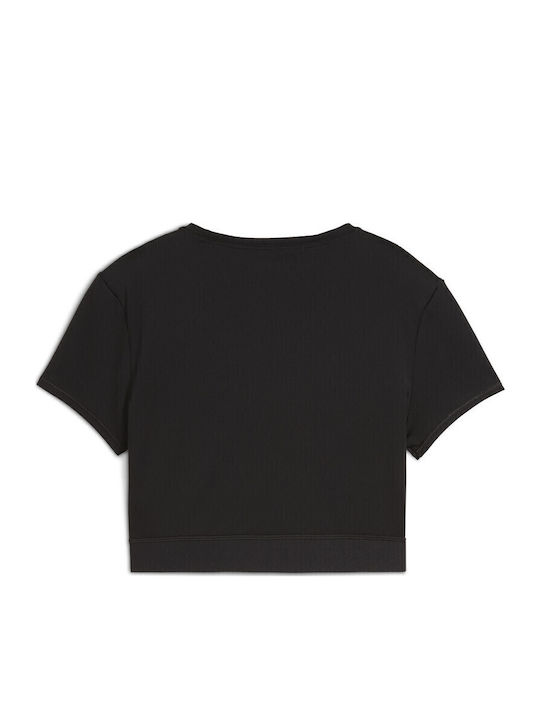 Women's Crop T-shirt Fast Drying Black