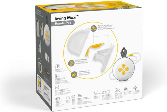 Medela Swing Maxi Freisprechgerät Tragbares Doppeltes Milchpumpe Strom Transparent 150ml