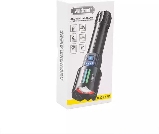 Andowl Rechargeable Flashlight LED IP45 with Maximum Brightness 700lm Black