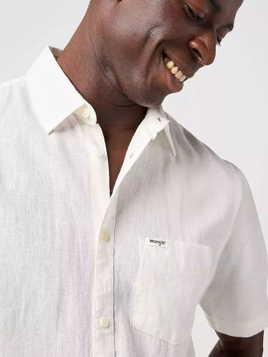 Short-sleeved Linen Shirt White