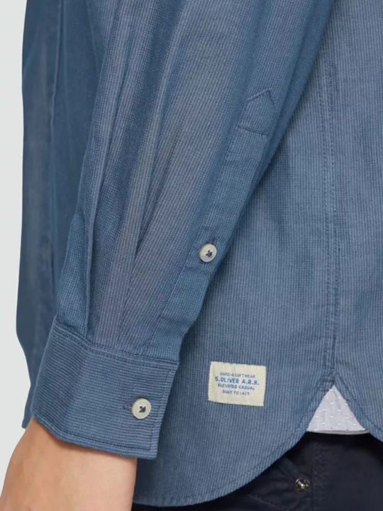 Long-sleeved Cotton Shirt Dark Blue