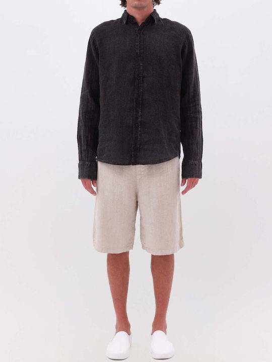 Μακρυμάνικo Λινό Πουκάμισο Washed Black