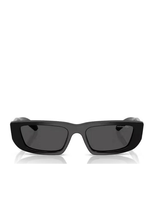 Arnette Men's Sunglasses with Black Horn-Rimmed Frame and Grey Lens