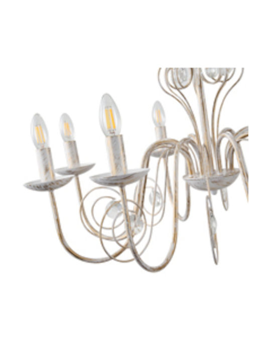 Eurolamp Πολυέλαιος 8xE14 με Κρύσταλλα Διάφανος 144-47016