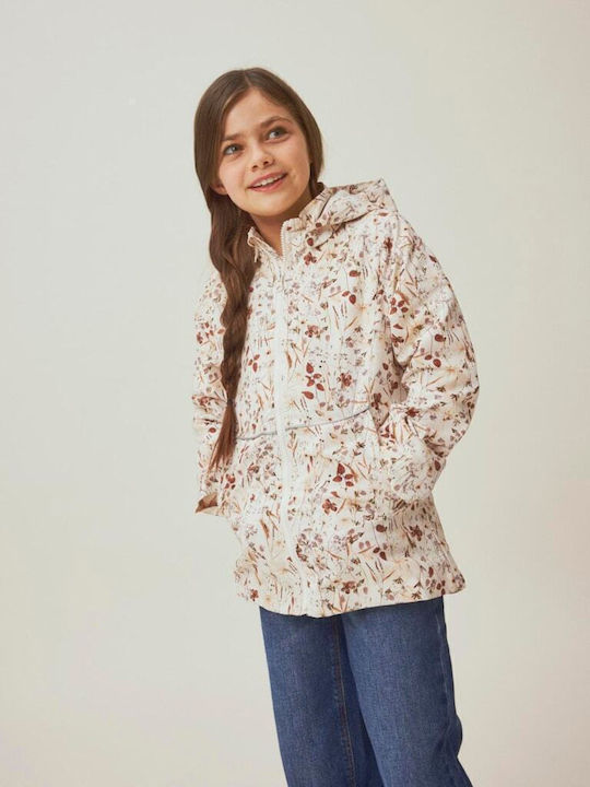 Wasserdicht Kinder Freizeitjacke mit Kapuze Ecru