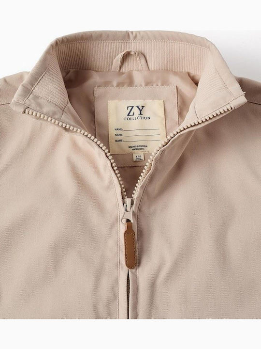 Kids' Casual Jacket Short with Hood Beige