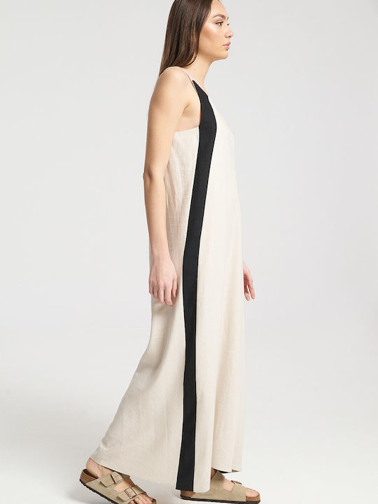 Καλοκαιρινό Maxi Φόρεμα Beige/black