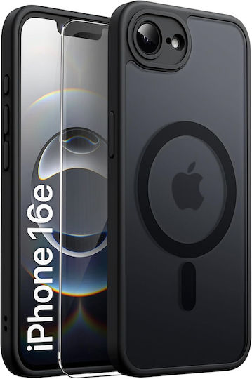 Калъф Erbord Matte за iPhone 16e Magsafe Черен + Стъклен Протектор