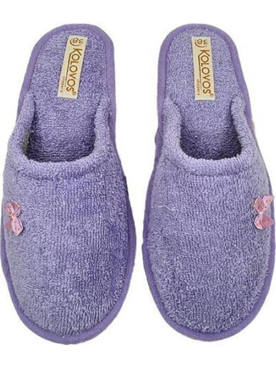 Frottee Winter Damen Hausschuhe Lila