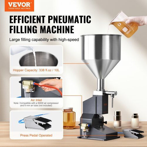 Vevor Pneumatic Liquid Filling Machine 5-50ml Stainless Steel Pedal Milk Water Juice Cosmetics Lotion Lsgytgzjqd56yvzdov0