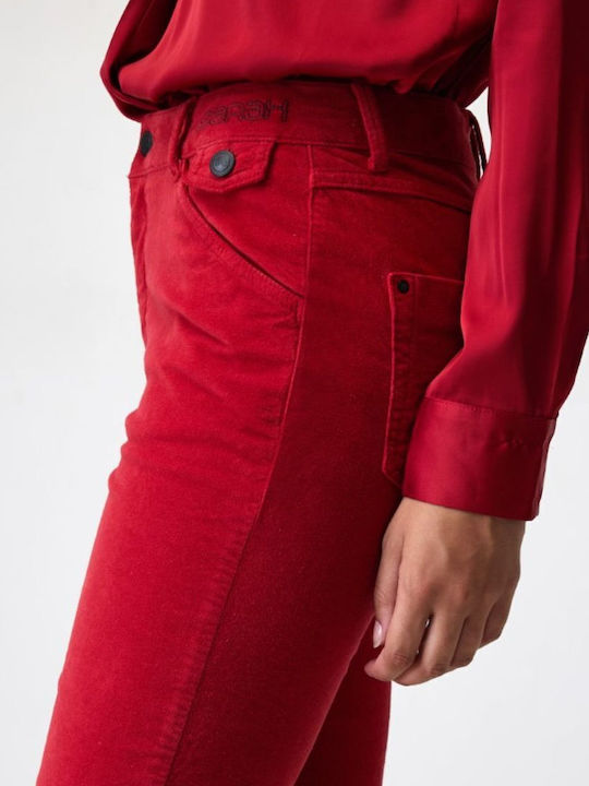 Dama Tesatura Pantaloni cu Croială Bootcut Red