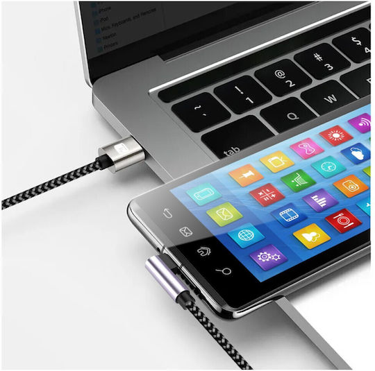Techly Braided USB 2.0 Cable USB-C male - USB-C PD Ασημί 1m ICOC MU2CC9-010-AL