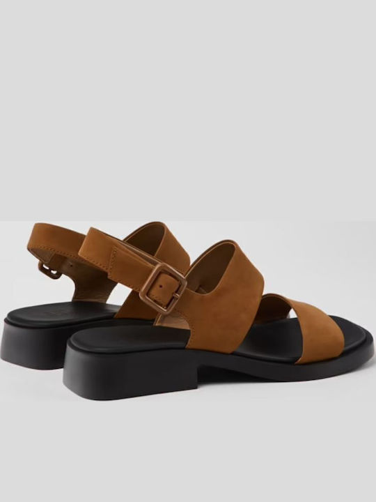 Dana Leather Women's Flat Sandals in Brown Color