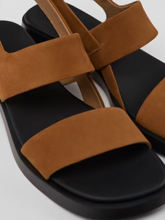 Dana Leather Women's Flat Sandals in Brown Color