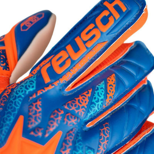 Reusch Attrakt Starter Solid Finger Support Kids Goalkeeper Gloves Orange
