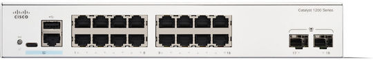 Cisco Catalyst C1200-16T-2G Managed L2 Switch with 16 Gigabit (1Gbps) Ethernet Ports and 2 SFP Ports