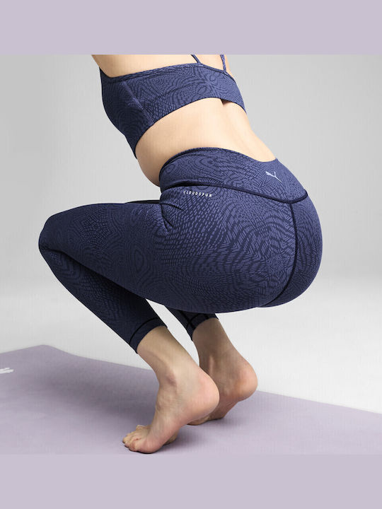 Colanti de femei Cropped Colanti Talie inalta Blue Crystal
