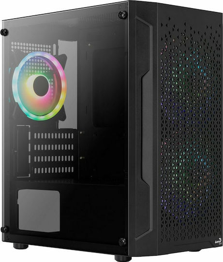 Aerocool Raider Mini Gaming Midi Tower Computer Case with Side Window and RGB Lighting Black
