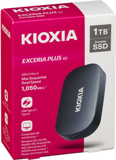 Kioxia EXCERIA PLUS G2 USB-C 3.2 / 2.0 Външен SSD 1TB Черен