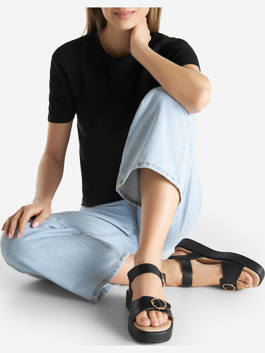 Sandale Casual Damă Flatforme Negre