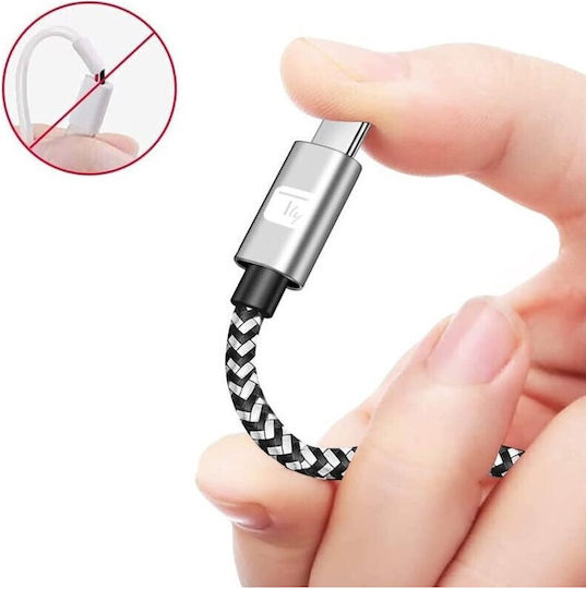 Techly Braided USB 2.0 Cable USB-C male - USB-C PD Ασημί 0.5m ICOC MU2CC9-005-AL