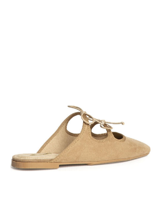 Flat Mules in Brown Color