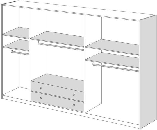 Fünf Türen Kleiderschrank mit Aufsatz Honey 252x60x233cm