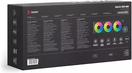 Savio VeloX 360mm Υδρόψυξη AIO CPU με 3 Ανεμιστήρες 120mm και ARGB Φωτισμό
