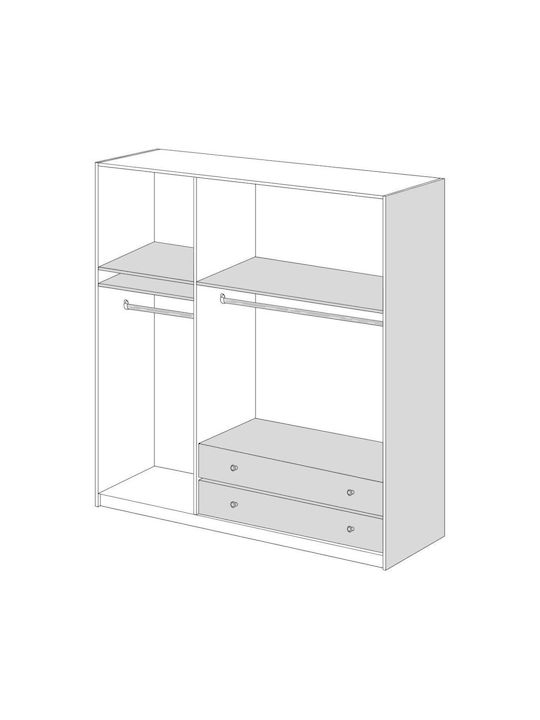 Triple Door Wardrobe with Loft Honey 152x60x233cm