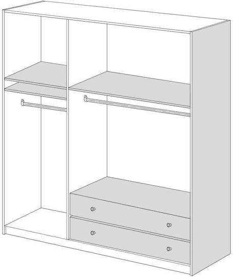 Τρίφυλλη Ντουλάπα με Πατάρι 152x60x233cm Μελι