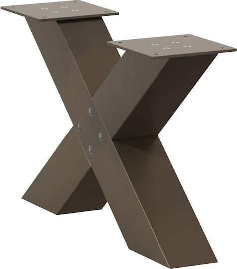 vidaXL Metallic Furniture Leg 2 Pieces Suitable for Table / Coffee Table / Office 50x30cm Brown