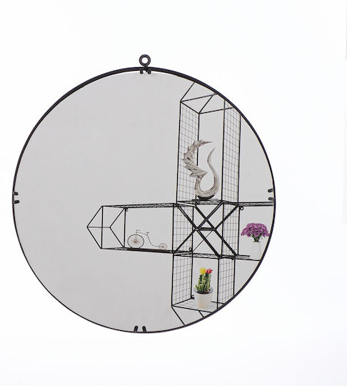 ArteLibre Face Wandspiegel mit Schwarz Metallisch Rahmen Durchmesser 40cm 1Stück