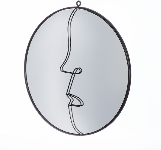 ArteLibre Face Wandspiegel mit Schwarz Metallisch Rahmen Durchmesser 40cm 1Stück