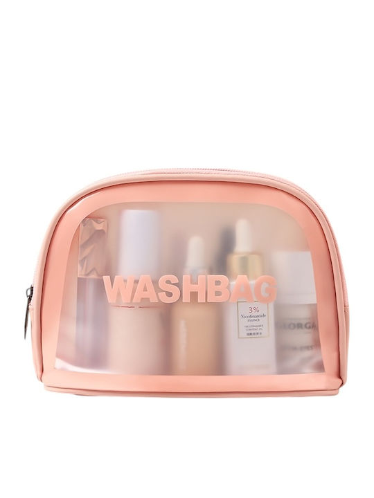 Travel Cosmetic Bag Set Tecos 6 Different Sizes Waterproof Pink