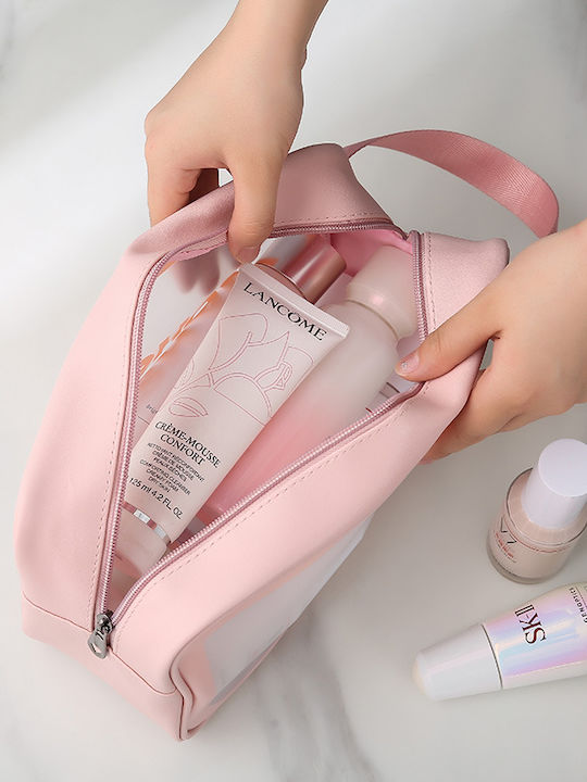 Travel Cosmetic Bag Set Tecos 6 Different Sizes Waterproof Pink