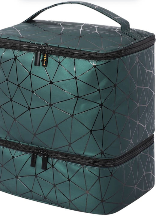 Geantă Premium pentru Depozitarea și Transportul Setului de Accesorii pentru Lampă UV Unghii Tecos Verde Dimensiuni 24x23x15 Cm 2 Compartimente Ideală pentru Artiștii de Unghii Verde