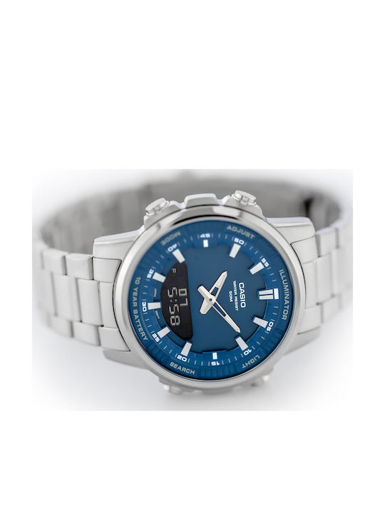 Casio Men's Watch 50mm Battery with Silver Metal Bracelet