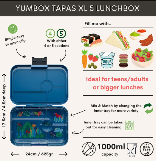 Yumbox Recipient pentru copii din plastic 0.36lt Albastru x x 4.5buc