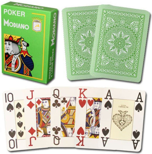 Modiano Poker 4 Jumbo Playing Cards Plastic for Poker Green